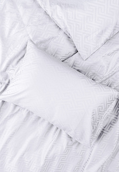 Пододеяльник 200х220см DE'NASTIA JQ меандр белый сатин хлопок-100% 000000000001215628