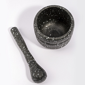 Ступка с пестиком 9х9,5см Черный мрамор пластик 000000000001213746