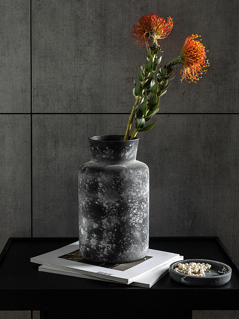 Ваза декоративная 14,7x14,7x24,7см DE'NASTIA Египет Loft цемент чёрный стекло 000000000001225013