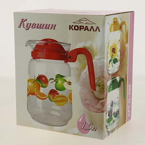 Кувшин 1.5л лилия синяя крышка стекло Коралл G-888/T-9ZM 000000000001197448