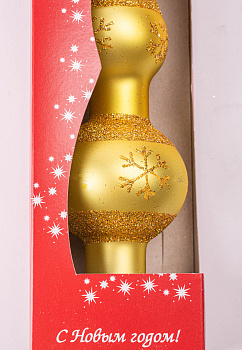 Верхушка для елки 20см БИРЮСИНКА Зимняя золото стекло 000000000001207633