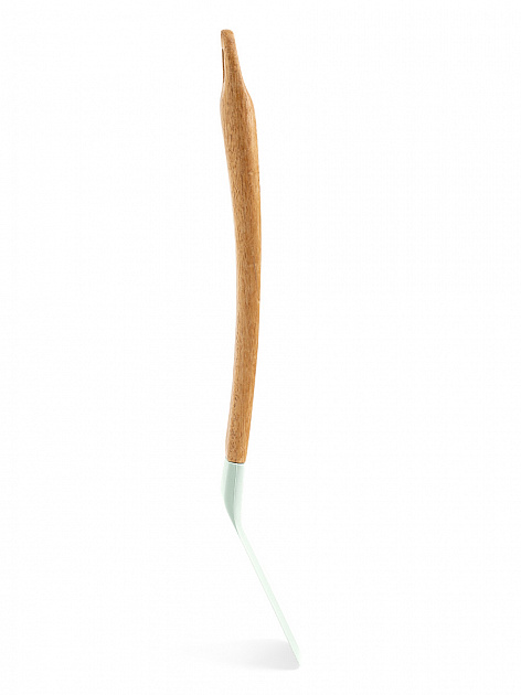 Лопатка кулинарная 34x7,5x1,6см DE'NASTIA с прорезями деревянная ручка из акации мятный силикон 000000000001213960