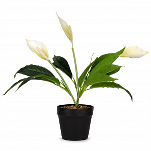 Цветок искусственный растение Спатифиллум 44см белый в горшке 000000000001218466