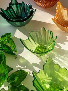 Ваза-конфетница 14см EFE GLASS Цветок прозрачный зеленый стекло 000000000001213532