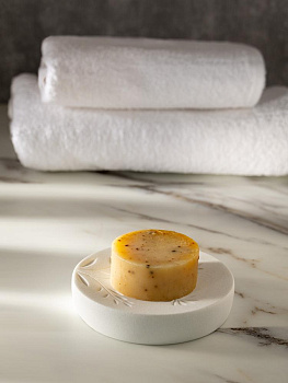 Мыльница DE'NASTIA Гравировка цветы белый полирезина 000000000001218905