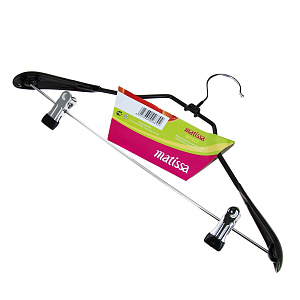 Вешалка с ПВХ покрытием и клипсами Matissa, черный, 44 см, металл 000000000001083681