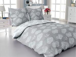 Пододеяльник DE'NASTIA 210х225см Облака серый 100%Хлопок C010637 000000000001178348