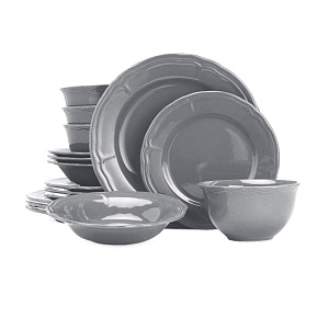 Набор столовой посуды 16 предметов серый керамика 000000000001223316