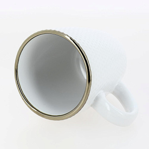 Кружка 385мл LUCKY Точки металлическая кайма белый керамика 000000000001211233