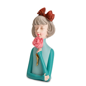 Фигура декоративная 19см Девушка с цветком 000000000001219428