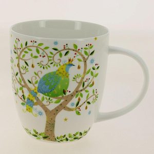 Кружка 420мл форма дерби Райские птички (4 дизайна) фарфор костяной BD-M450-928 000000000001196845