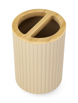 Держатель для зубных щеток 7,6х7,6х11см бежевый полипропилен/бамбук 000000000001226608