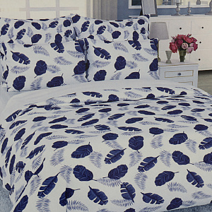 Комплект постельного белья семейный LUCKY Сновидение 2наволочки50х70см 2пододеяльника215х145см 1простыня220х240см сине-белый поплин 100%хлопок 000000000001206534