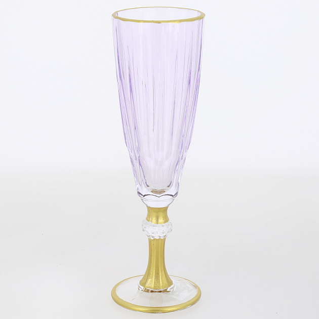 Фужер для шампанского 1шт 300мл с золотом фиолетовый стекло 000000000001214032