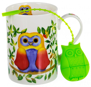 Кружка заварочная 310мл BALSFORD Совы силиконовое сито подарочная упаковка фарфор 000000000001197853
