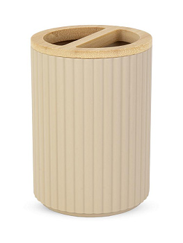 Держатель для зубных щеток 7,6х7,6х11см бежевый полипропилен/бамбук 000000000001226608