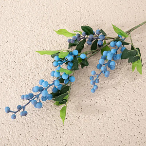 Цветок искусственный ветвь Ягоды 70см синие 000000000001218376