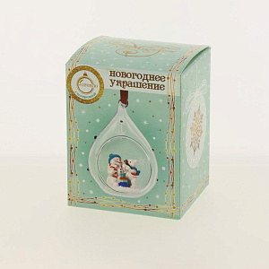 Новогоднее подвесное украшение Снеговик и мишка из стекла и полирезины / 8x7x11 см арт.78368 000000000001191400