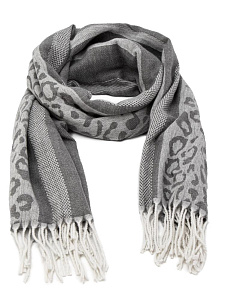 Палантин 70х180см леопард светло-серый полиэстер 000000000001229220