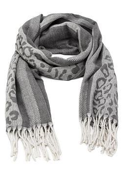 Палантин 70х180см леопард светло-серый полиэстер 000000000001229220