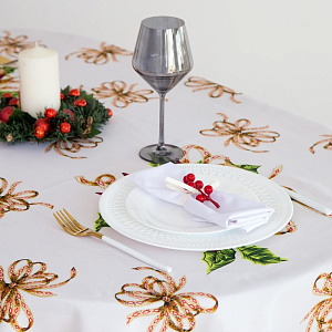 Скатерть Доляна "Сказочный Новый год" 145х180см, 100% полиэстер 4443210 000000000001202369