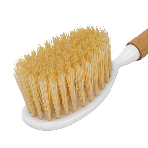 Совок с щеткой для уборки мусора 30х23х7см LUCKY бамбуковая ручка белый пластик 000000000001223038