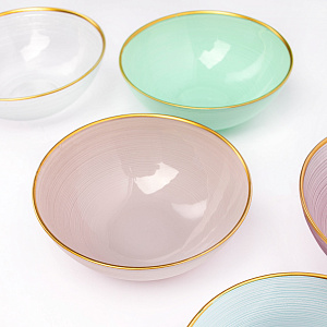 Салатник 21см GLASSCOM золотая кайма прозрачный стекло 000000000001213160