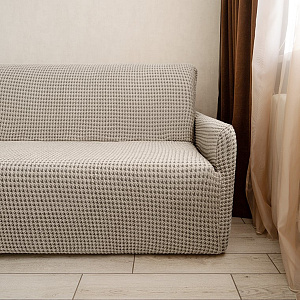 Чехол на диван 185x80x45см LUCKY Гусиные лапки молочный полиэстер 000000000001216957