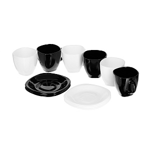 Чайный набор Carine Luminarc Black and White, 220мл, 12 предметов 000000000001004269