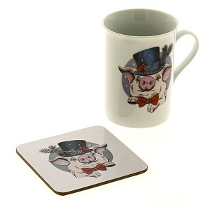 Кружка с подставкой 300мл НОВЫЙ ГОД фарфор 270-280 000000000001181821