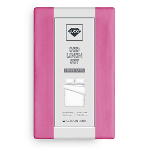 Комплект постельного белья Евро 50х70см-2шт LUCKY фуксия страйп-сатин хлопок 000000000001218154