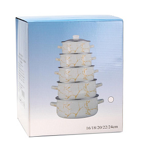 Набор кастрюль 5шт 16см-1л/18см-1,7л/20см-2,2л/22см-3,2л/24см-4,5л Мрамор эмаль Набор кастрюль 5шт 16см-1л/18см-1,7л/20см-2,2л/22см-3,2л/24см-4,5л Мрамор эмаль 000000000001223943