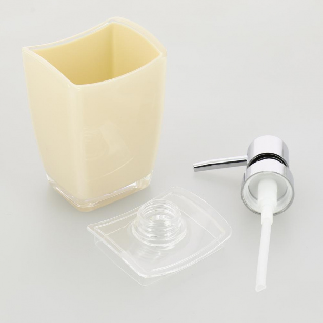Диспенсер для жидкого мыла DE'NASTIA четырёхгранный зауженный персиковый пластик 000000000001207092