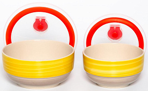 Набор салатников 2шт ELRINGTON АЭРОГРАФ Солнечное утро с крышками керамика 000000000001211164