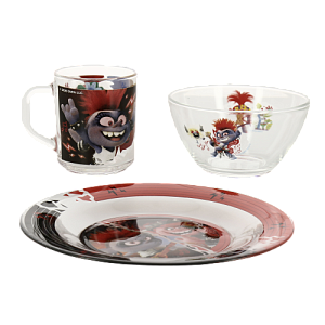 Набор детской посуды 3 предмета ND PLAY Рок Тролли 2 стекло 000000000001197734