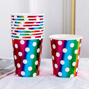 Набор стаканов одноразовых 6шт 200мл Хамелеон горох бумага 000000000001210188