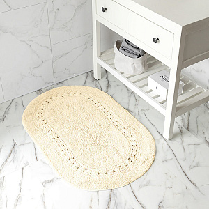 Коврик для ванной 60x100см DE'NASTIA овал кружево2 молочный хлопок 100% 000000000001219248