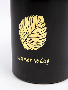 Ваза 1л Palm leaf черная стекло 000000000001209237