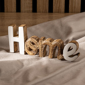 Декоративная фигурка 8x20x2,5см DE'NASTIA Home коричнево-белый дерево манго 000000000001225948