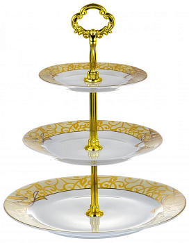 Этажерка-конфетница 3-х ярусная 15,5/20,5/27см GUTERWAHL Аврора Шедир  фарфор 000000000001203998