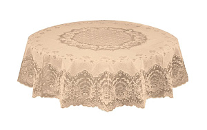 Скатерть Niklen кружевная 100% ПВХ круглая 178см бежевая,3542 000000000001182279