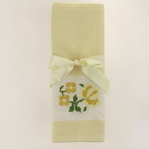 Набор кухоных полотенец 45х70см(2шт) LUCKY вафля ВЫШИВКА белый/желтый D000192 000000000001204423