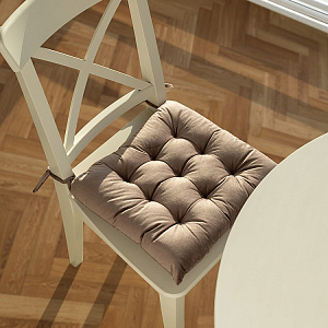 Подушка на стул 40х40см DE'NASTIA бежевый велюр полиэстер 000000000001209645