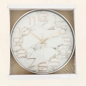 Часы настенные 30х30х4,1см GUTERWAHL белый мрамор тихий ход 152-33015 000000000001205674