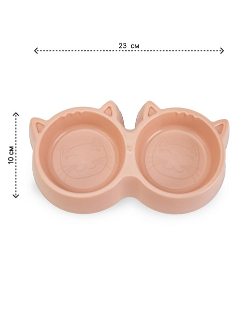 Миска для животных 23х10см двойная КИТТИ в ассортименте полипропилен 000000000001229118