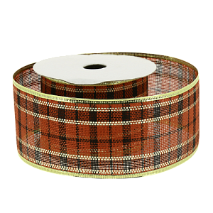 Украшение новогоднее Декоративная лента 6,3смх9м Клетка полиэстер 000000000001208639