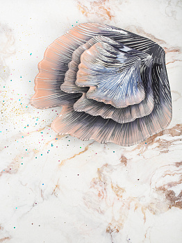 Блюдо сервировочное 18см EFE GLASS Ракушка серебро стекло 000000000001213513