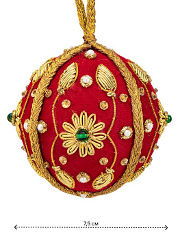 Декоративное украшение D7,5см DE'NASTIA Шар с кисточкой красный  бисер/ пластик 000000000001229678