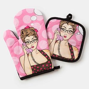 Набор кухонный Этель Love Life Горошек (прихватка 17х17см + рукавица 26х16см) 100%пэ 4437252 000000000001200831