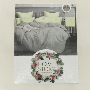 Комплект постельного белья 1,5-спальный LOVE STORY простынь 150х215см пододеяльник 145х215см наволочки 70х70см-2шт желтый/серый 100% полиэстер 000000000001209043